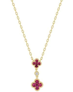 Bony Levy El Mar 18K 0.39 Ct. Tw. Diamond & 10 Ruby Pendant Necklace - Metallic