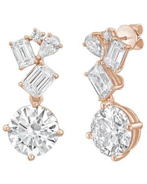 Diana M. Jewels 14K Rose 15.00 Ct. Tw. Lab-Grown Diamond Drop Earrings - White