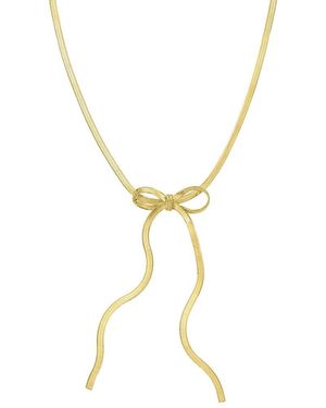 Italian Silver 14K Plated Lariat Necklace - Metallic