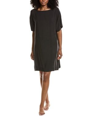 Natori Sleek Silk-Blend Sleep Shirt - Black