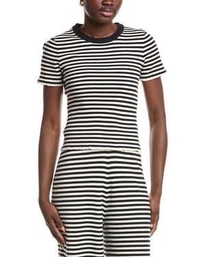 French Connection Stripe Ribbed Top - White