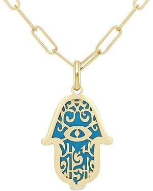 Sabrina Designs 14K Hamsa Pendant - Blue