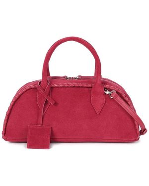 Tiffany & Fred Paris Suede & Leather Top Handle Bag - Red