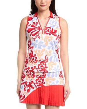 Callaway Apparel Summer Abstract Floral Top - Red