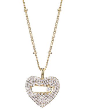 Adornia 14K Plated Cz Heart Necklace - Metallic