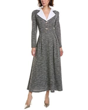 Pascale La Mode Long Sleeve Maxi Shirtdress - Gray