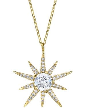 Rachel Glauber 14k Plated Cz Starburst Pendant Necklace - Metallic