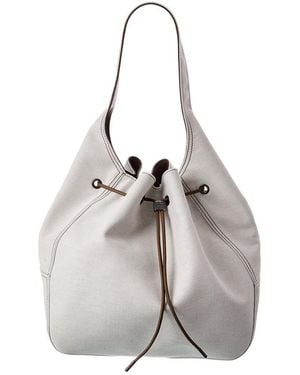 Brunello Cucinelli Canvas & Leather Tote - Gray
