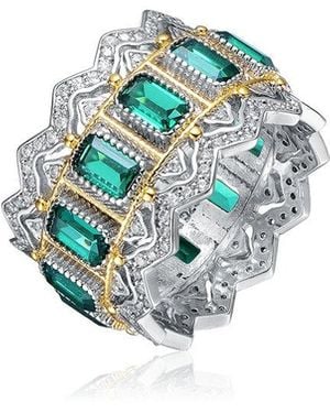 Genevive Jewelry Dnu 14k Over Silver Cz Cocktail Ring - Blue