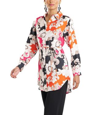 Natori Cressida Printed Silk Twill Tunic - Red