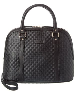 Gucci Logo GG Leather Satchel - Black