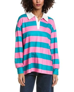Madison Miles Stripe Polo Shirt - Blue
