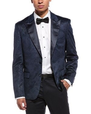Report Collection Textured Velvet Blazer - Blue