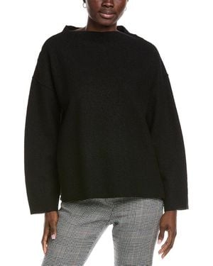 Eileen Fisher Funnel Neck Box Wool Top - Black