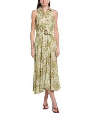 Maison Tara Printed Stone Sleeveless Midi Dress - Green