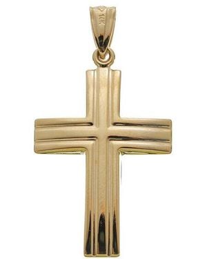 Italian Gold 14K 1-Inch Cross Pendant - White