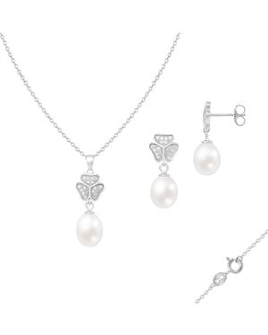 Splendid 8Mm Pearl Cz Set - White