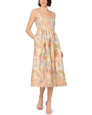 Aidan Mattox Printed Jacquard Midi Dress - Natural