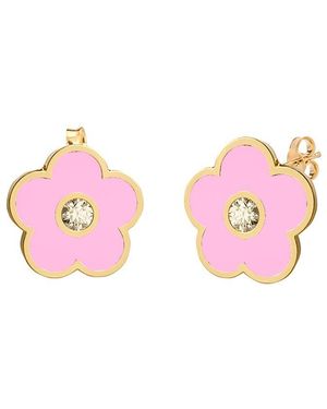 Gabi Rielle 14K Over Agate Cz Post Earrings - Pink