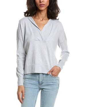 Forte Crop Crossover Cashmere-Blend Hoodie - White