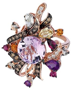 Le Vian Le Vian 14K Rose 6.71 Ct. Tw. Diamond & Cotton Candy Amethyst Ring - White