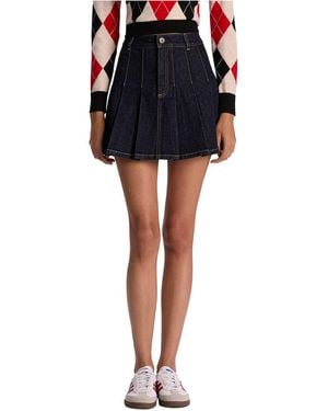 Alice + Olivia Suzie Denim Pleated Mini Skirt - Black