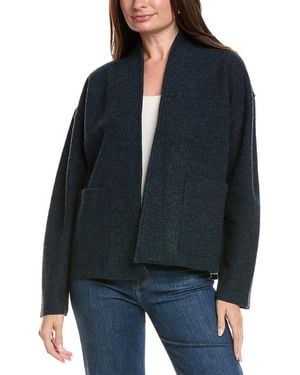 Eileen Fisher Petite High Collar Wool Jacket - Black