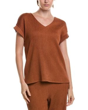 Anne Klein Crinkle Pintuck Top - Brown
