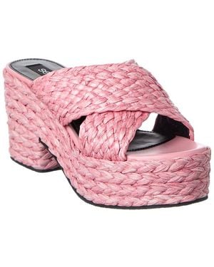 Sergio Rossi Seville 50 Straw Platform Sandal - Pink
