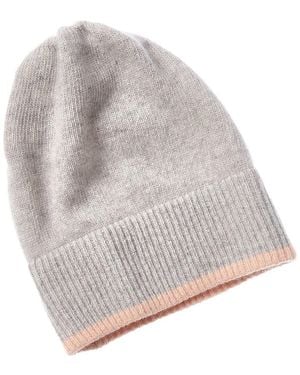 Portolano Contrast Colour Cashmere Beanie - Grey