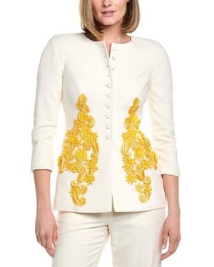 Carolina Herrera Embroidered Wool-Blend Jacket - Natural