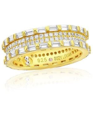 Suzy Levian CZ Jewelry Suzy Levian Cz Baguette Framed Eternity Ring - Yellow