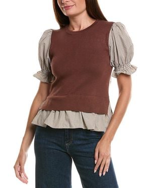 Nanette Lepore Mixed Media Top - Brown