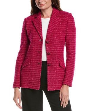 St. John Inlaid Sequin Tweed Jacket - Red