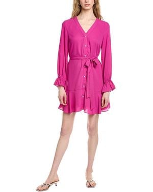 Cece V-Neck Tie Waist Dress - Pink