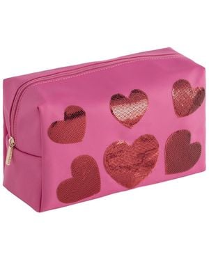 Shiraleah Cara Sequin Hearts Zip Pouch - Pink