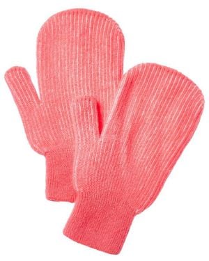Brodie Cashmere Bold Plaited Cashmere Mittens - Pink