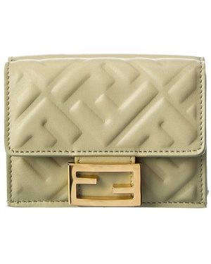 Fendi Micro Trifold Leather Wallet - Natural
