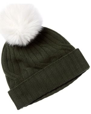 Hannah Rose Wide Cable Cashmere Hat - Green