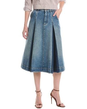 Balmain Vintage Denim Pleated Midi Skirt - Blue