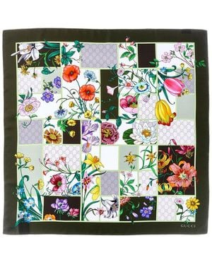 Gucci Floral Silk Scarf - Green