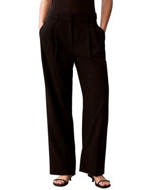 Calvin Klein Smooth Stretch Pleated Wide Leg Pant - Black