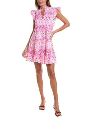 Sail To Sable Flutter Sleeve Flare Tunic Mini Dress - Pink