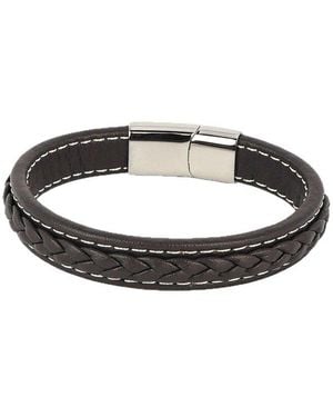 jean claude Leather & Stainless Steel Bracelet - Black