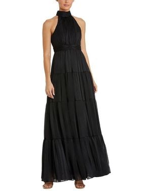 Mac Duggal Tie Halter Neck Tiered Gown - Black