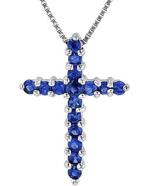 Diana M. Jewels Fine Jewellery 14k 0.32 Ct. Tw. Sapphire Cross Pendant Necklace - Blue