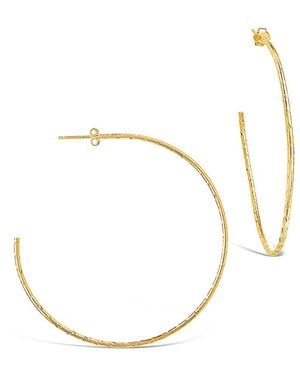 Sterling Forever 14k Over Silver Textured Hoops - Metallic