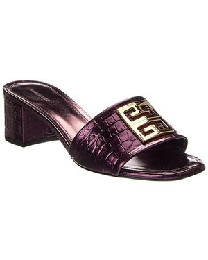 Givenchy 4G Croc-Embossed Leather Sandal - Brown