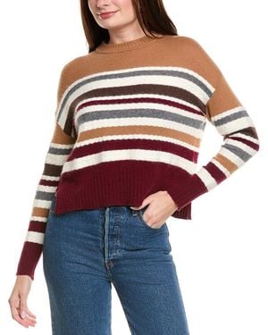 Hannah Rose Stripe Crewneck Wool & Angora-Blend Jumper - Red