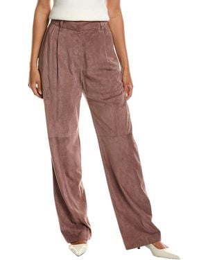 Brunello Cucinelli Pleated Suede Pant - Red